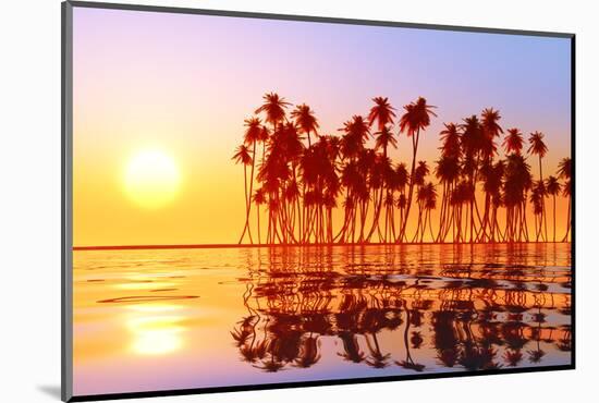 Coconut Palms at Sunset-lekcej-Mounted Photographic Print