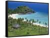 Coconut Plantation and Old Farmhouse Beside Coral Sand Bay, Mana Island, Mamanuca Group, Fiji-Tony Waltham-Framed Stretched Canvas