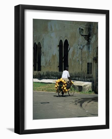 Coconut Seller Riding His Bicycle, Galle, Sri Lanka-Yadid Levy-Framed Photographic Print