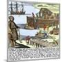 Cod Fishermen Drying and Salting Fish on the Newfoundland Coast, c.1700-null-Mounted Giclee Print