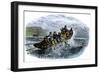 Cod Fishermen in a Small Boat Off the New England Coast-null-Framed Giclee Print
