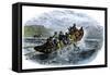 Cod Fishermen in a Small Boat Off the New England Coast-null-Framed Stretched Canvas