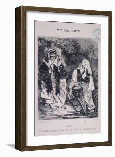 Code Civil Illustre, Article 214The Wife Shall Follow Her Husband Wherever He Decides to Live-Henry Monnier-Framed Giclee Print