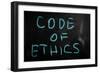 "Code of Ethics" Handwritten with White Chalk on a Blackboard-Krasimira Nevenova-Framed Art Print