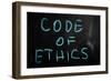 "Code of Ethics" Handwritten with White Chalk on a Blackboard-Krasimira Nevenova-Framed Premium Giclee Print