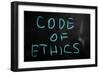 "Code of Ethics" Handwritten with White Chalk on a Blackboard-Krasimira Nevenova-Framed Premium Giclee Print