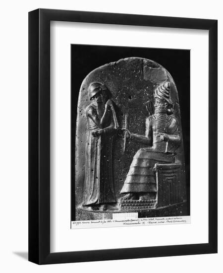 Code of Hammurabi, the God Shamash Dictating Laws to Hammurabi, King of Babylon, Susa, c.1750 BC-Mesopotamian-Framed Giclee Print