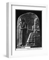 Code of Hammurabi, the God Shamash Dictating Laws to Hammurabi, King of Babylon, Susa, c.1750 BC-Mesopotamian-Framed Giclee Print