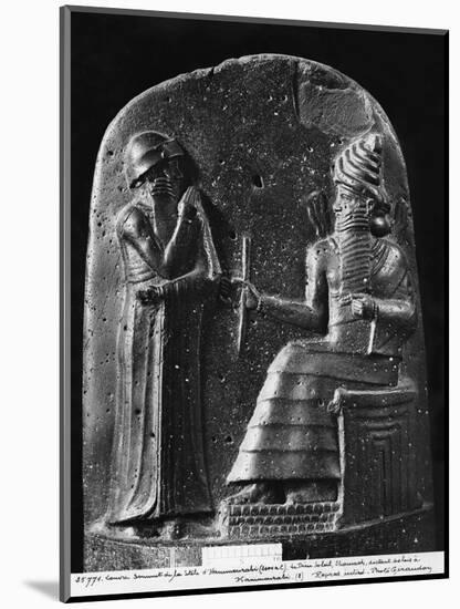 Code of Hammurabi, the God Shamash Dictating Laws to Hammurabi, King of Babylon, Susa, c.1750 BC-Mesopotamian-Mounted Giclee Print