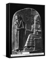 Code of Hammurabi, the God Shamash Dictating Laws to Hammurabi, King of Babylon, Susa, c.1750 BC-Mesopotamian-Framed Stretched Canvas