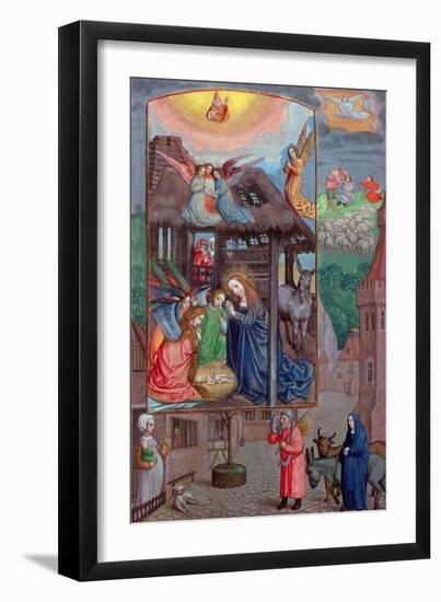 Codex Ser Nov 2844 Birth of Christ, from the Rothschild Prayer Book (Vellum)-Flemish-Framed Giclee Print