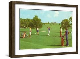 Coed Golfing-null-Framed Art Print
