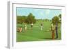 Coed Golfing-null-Framed Art Print