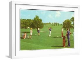 Coed Golfing-null-Framed Art Print