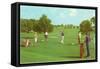 Coed Golfing-null-Framed Stretched Canvas