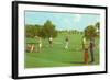 Coed Golfing-null-Framed Art Print