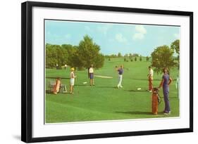 Coed Golfing-null-Framed Art Print