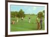 Coed Golfing-null-Framed Art Print