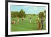 Coed Golfing-null-Framed Art Print