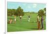 Coed Golfing-null-Framed Art Print