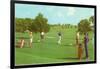 Coed Golfing-null-Framed Art Print