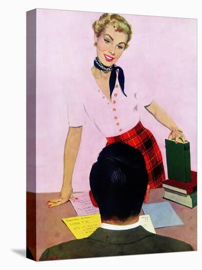 Coed's Delight - Saturday Evening Post "Men at the Top", October 21, 1950 pg.27-Coby Whitmore-Stretched Canvas