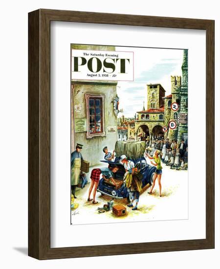 "Coed Tourists in Italy" Saturday Evening Post Cover, August 2, 1958-Constantin Alajalov-Framed Giclee Print