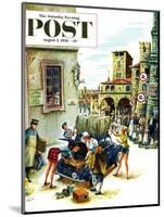 "Coed Tourists in Italy" Saturday Evening Post Cover, August 2, 1958-Constantin Alajalov-Mounted Giclee Print