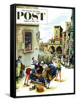 "Coed Tourists in Italy" Saturday Evening Post Cover, August 2, 1958-Constantin Alajalov-Framed Stretched Canvas