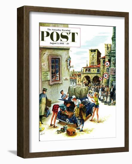 "Coed Tourists in Italy" Saturday Evening Post Cover, August 2, 1958-Constantin Alajalov-Framed Giclee Print