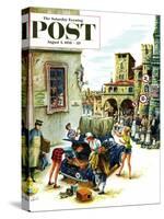 "Coed Tourists in Italy" Saturday Evening Post Cover, August 2, 1958-Constantin Alajalov-Stretched Canvas