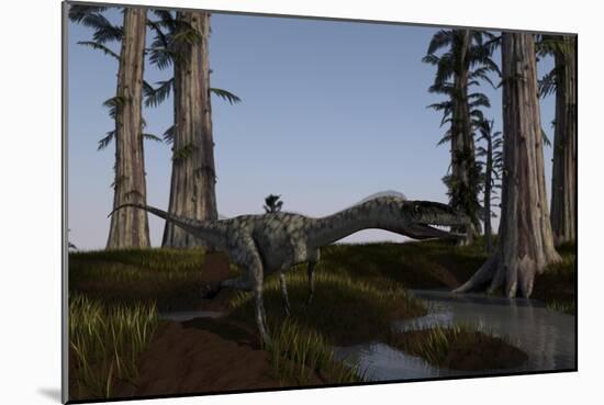 Coelophysis Dinosaur Running-null-Mounted Art Print