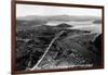 Coeur d'Alene, Idaho - Aerial View of Town, Spokane River-Lantern Press-Framed Art Print