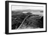 Coeur d'Alene, Idaho - Aerial View of Town, Spokane River-Lantern Press-Framed Art Print