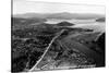 Coeur d'Alene, Idaho - Aerial View of Town, Spokane River-Lantern Press-Stretched Canvas