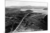 Coeur d'Alene, Idaho - Aerial View of Town, Spokane River-Lantern Press-Mounted Art Print