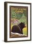 Coeur D'Alene, Idaho - Black Bear in Forest-Lantern Press-Framed Art Print