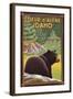 Coeur D'Alene, Idaho - Black Bear in Forest-Lantern Press-Framed Art Print