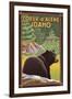 Coeur D'Alene, Idaho - Black Bear in Forest-Lantern Press-Framed Art Print