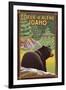 Coeur D'Alene, Idaho - Black Bear in Forest-Lantern Press-Framed Art Print