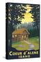 Coeur D'Alene, Idaho - Cabin in Woods-Lantern Press-Stretched Canvas