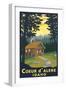 Coeur D'Alene, Idaho - Cabin in Woods-Lantern Press-Framed Art Print