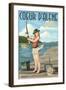 Coeur D'Alene, Idaho - Fishing Pinup Girl-Lantern Press-Framed Art Print