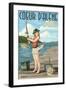 Coeur D'Alene, Idaho - Fishing Pinup Girl-Lantern Press-Framed Art Print