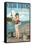 Coeur D'Alene, Idaho - Fishing Pinup Girl-Lantern Press-Framed Stretched Canvas