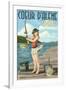 Coeur D'Alene, Idaho - Fishing Pinup Girl-Lantern Press-Framed Art Print