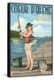 Coeur D'Alene, Idaho - Fishing Pinup Girl-Lantern Press-Framed Stretched Canvas