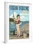 Coeur D'Alene, Idaho - Fishing Pinup Girl-Lantern Press-Framed Art Print