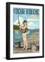 Coeur D'Alene, Idaho - Fishing Pinup Girl-Lantern Press-Framed Art Print