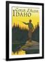 Coeur D'Alene, Idaho - Fly Fishing Scene-Lantern Press-Framed Art Print